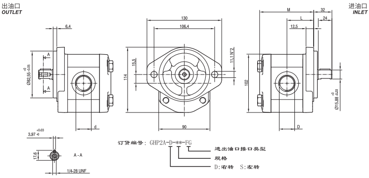 GHP2A系列马祖奇齿轮泵安装尺寸