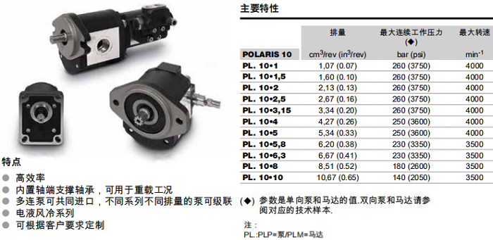 凯斯帕PL10系列齿轮泵参数