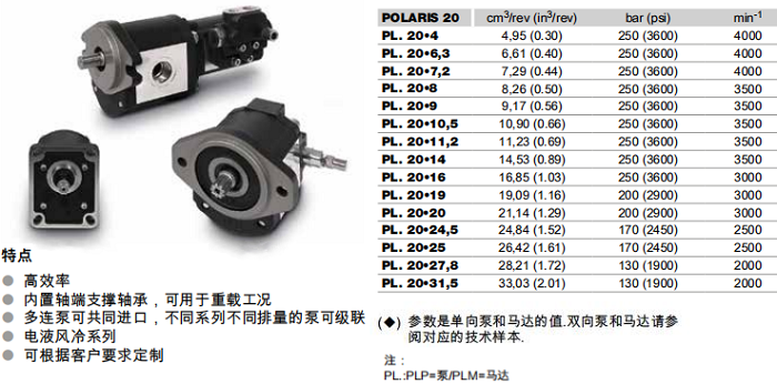 凯斯帕PL20系列齿轮泵参数